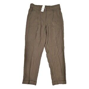 NWT LOFT Pants Womens Size S Small Dark Green Cuffed Rayon Casual Lightweight